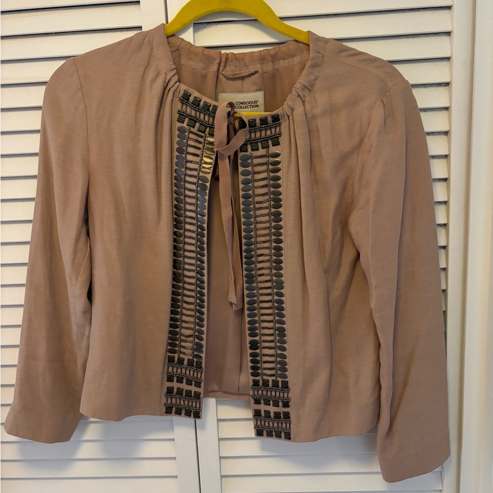 H&M Dusty Pink Rose Embellished Jacket